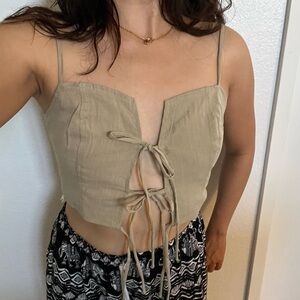 Tie front spaghetti strap top